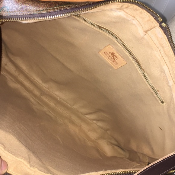 ETRO MILANO Red Paisley Coated Canvas Vachetta Leather Briefcase Laptop File Bag - Picture 12 of 17